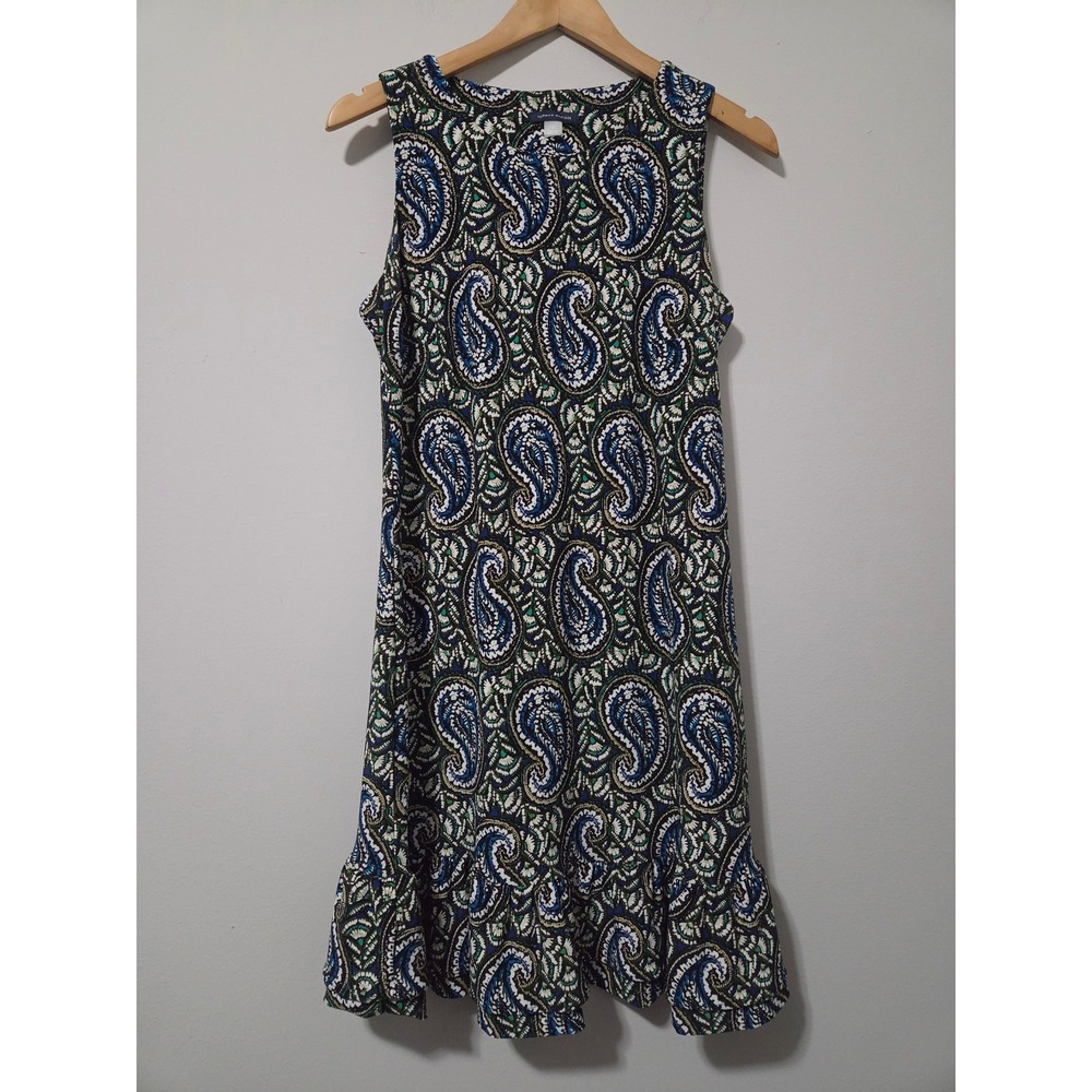 Tommy Hilfiger‎ Womens Paisley Sleeveless Ruffle Hem Shift Dress Blue Green 10